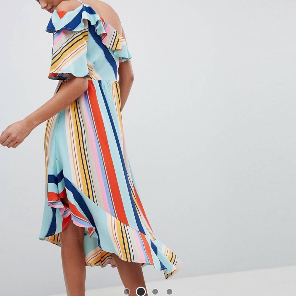 NWT ASOS Boohoo Bold Striped Asymmetrical Midi